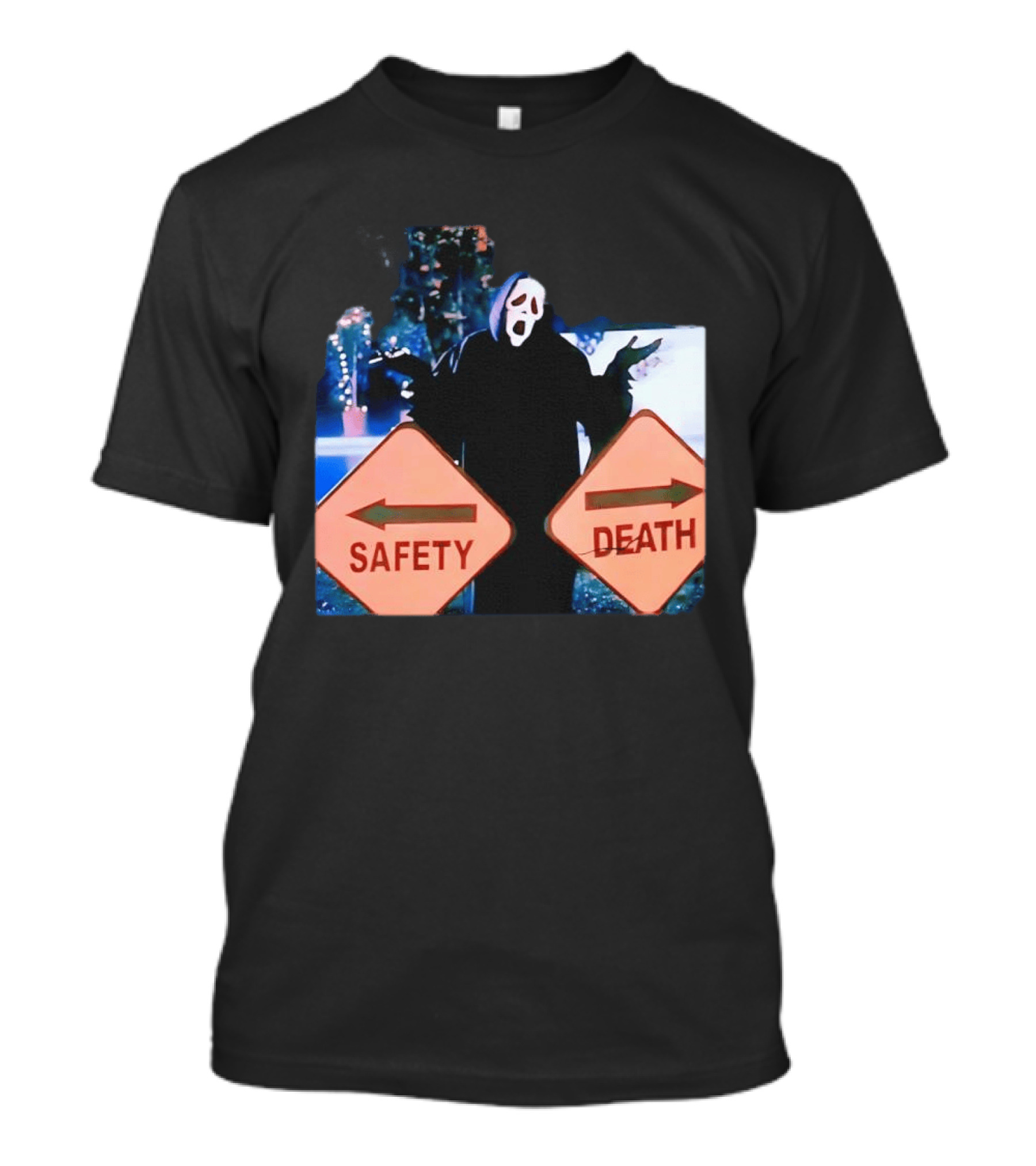 Ghostface Scream Safety Left Death Right Signs T-Shirt