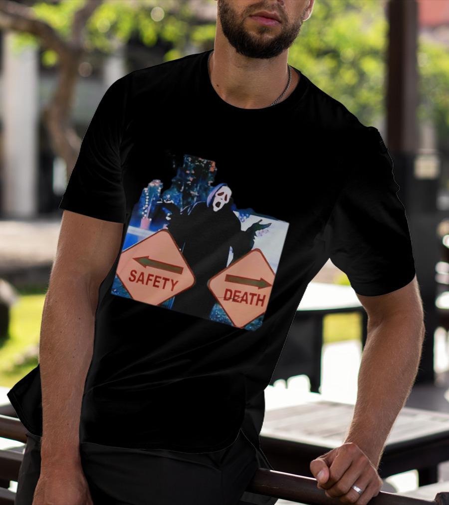 Ghostface Scream Safety Left Death Right Signs T-Shirt