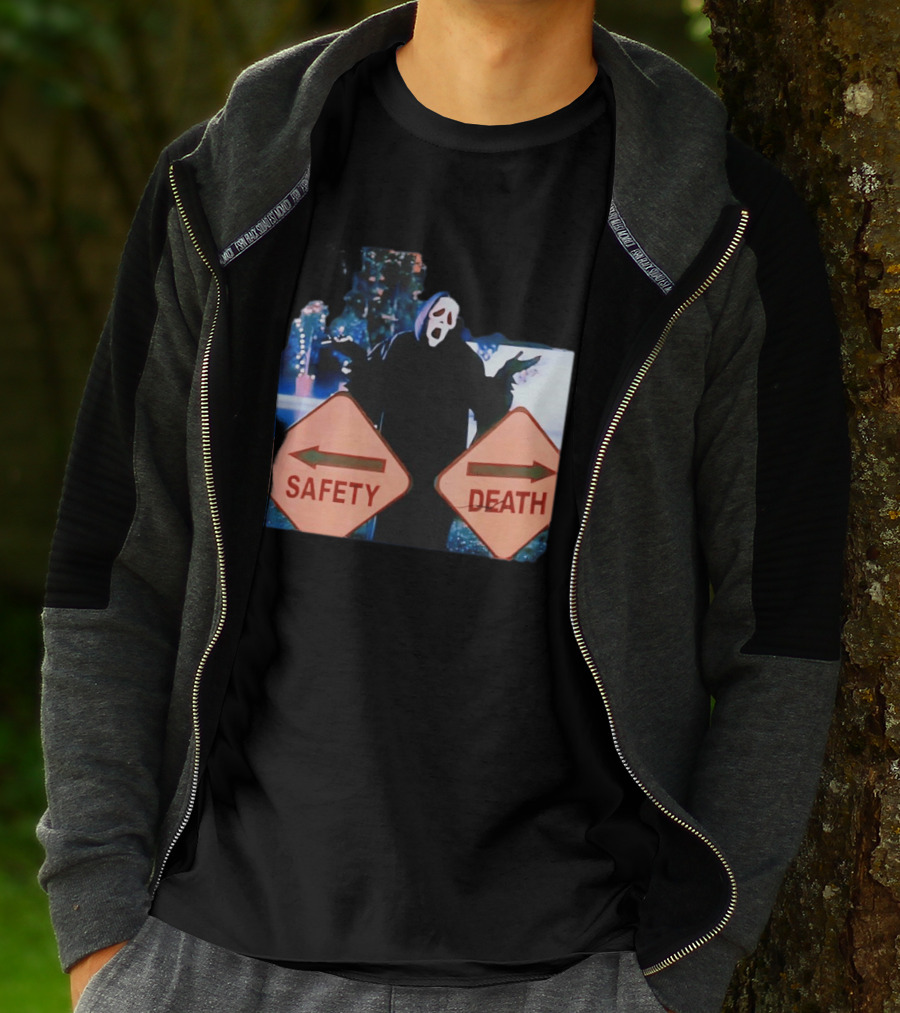Ghostface Scream Safety Left Death Right Signs T-Shirt