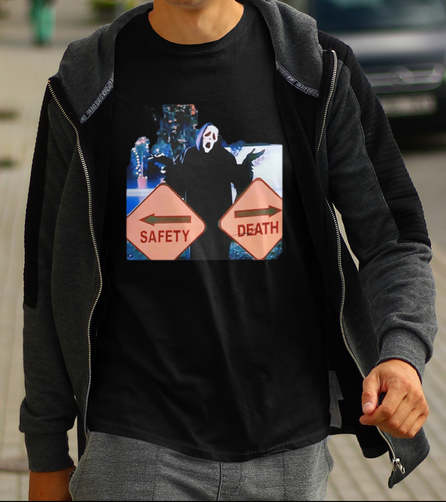 Ghostface Scream Safety Left Death Right Signs T-Shirt