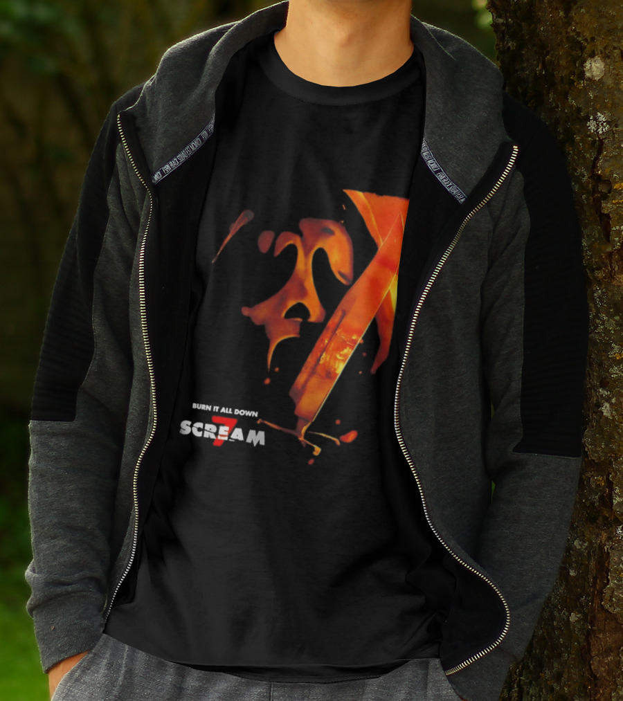 Scream 7 Ghostface Burn It Down Knife T-Shirt