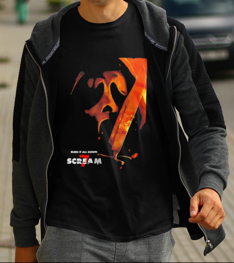 Scream 7 Ghostface Burn It Down Knife T-Shirt