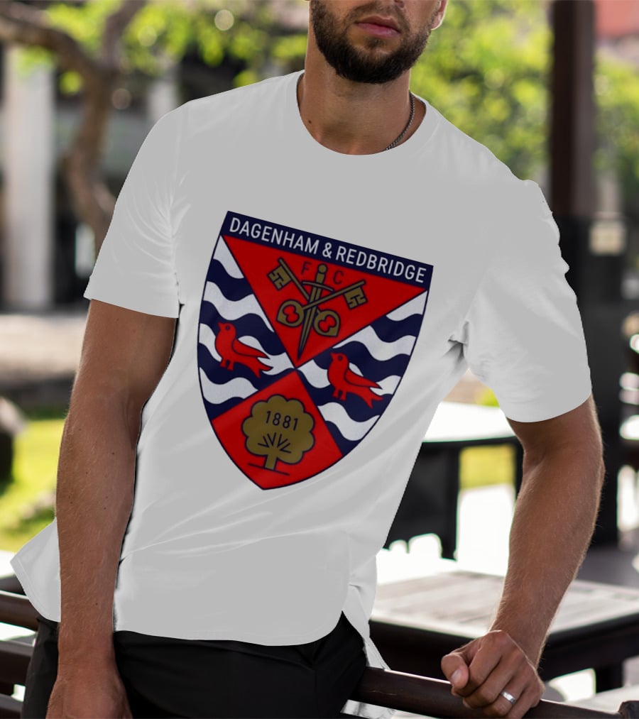 Dagenham Redbridge FC Crest 1881 Ravens Key Waves T-Shirt