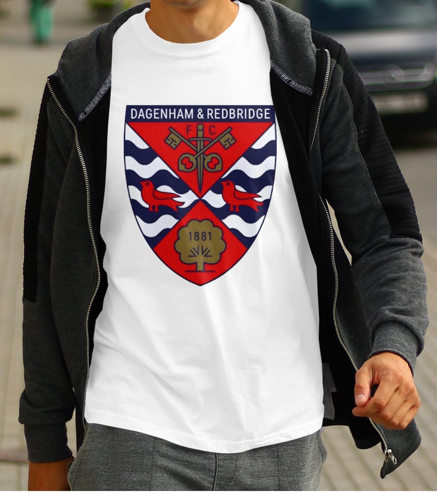 Dagenham Redbridge FC Crest 1881 Ravens Key Waves T-Shirt
