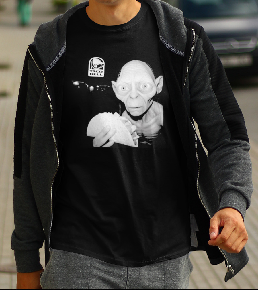 Gollum Taco Bell Mashup Middle Earth Eats Fast Food Iconic Fusion T-Shirt