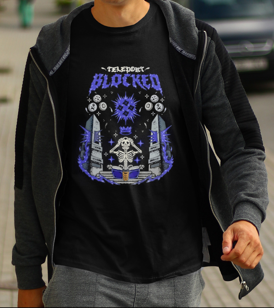 Skeleton Wearing Crown Teleport Blocked OSRS Magic Book Mystical Aura And Power T-Shirt