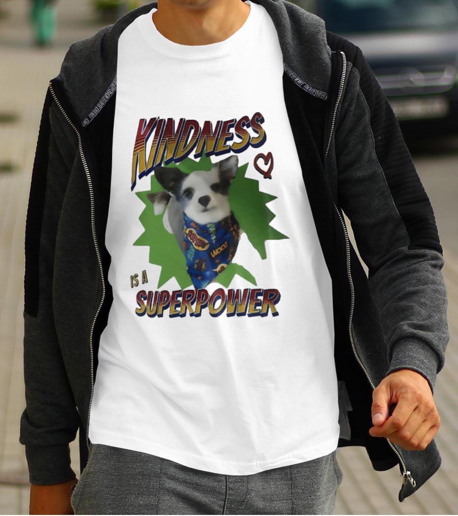 Kindness Is A Superpower Dog With Cape And Heart T-Shirt