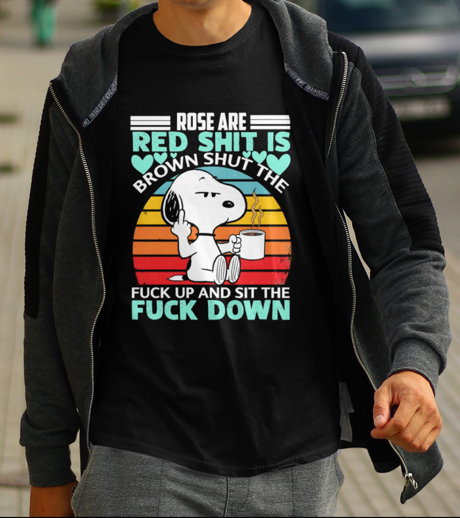Snoopy Rose Are Red Sit Down T-Shirt
