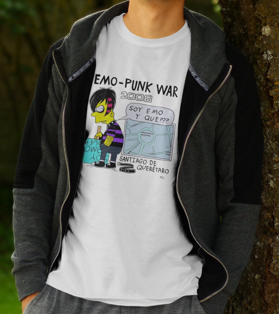 Emo Punk War 2008 Soy Emo Y Que Santiago De Queretaro Map Cartoon T-Shirt