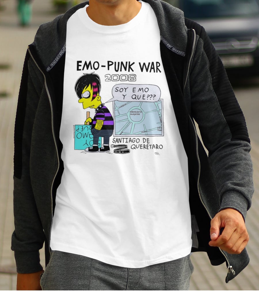 Emo Punk War 2008 Soy Emo Y Que Santiago De Queretaro Map Cartoon T-Shirt