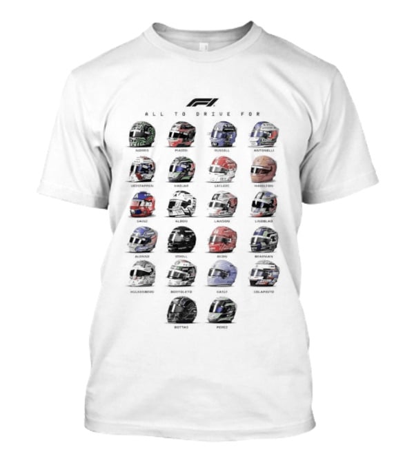 Formula 1 Helmet Collection All To Drive For Racing Enthusiasts T-Shirt