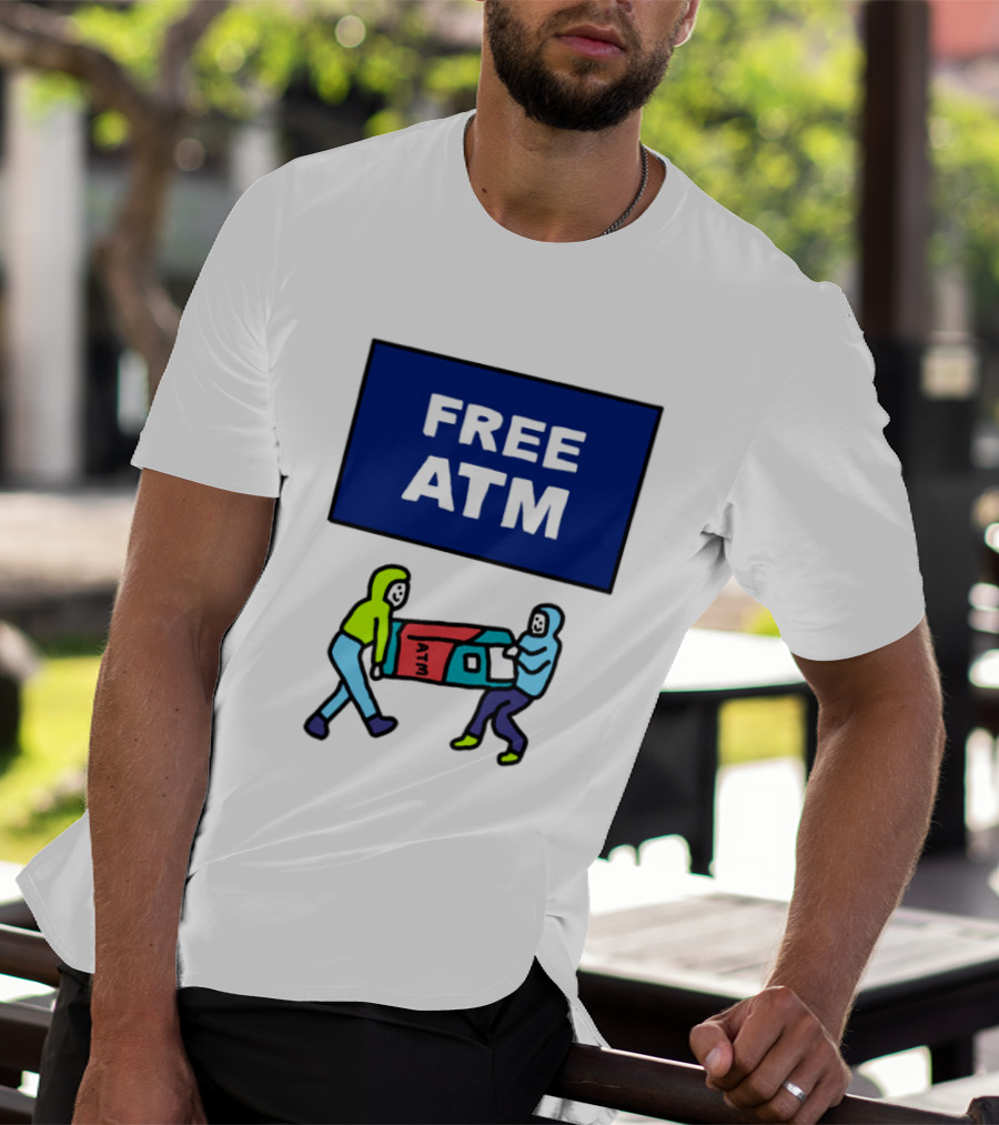 Free ATM Funny Cartoon Drawing T-Shirt