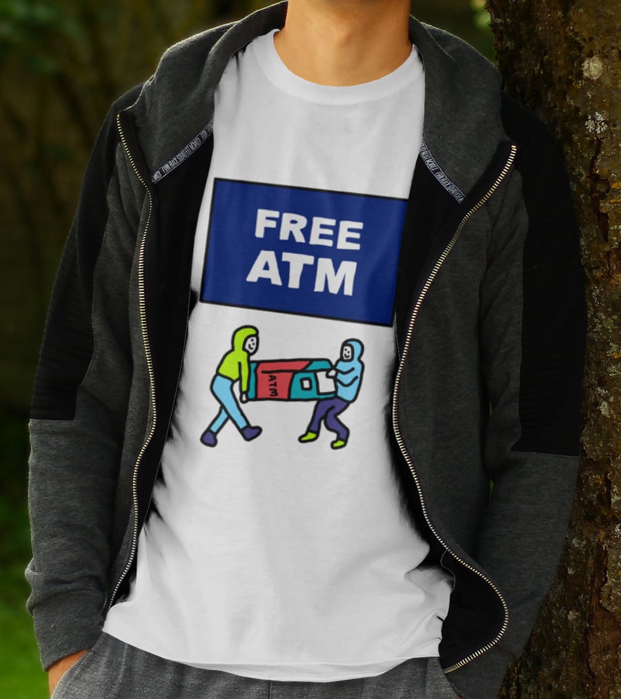 Free ATM Funny Cartoon Drawing T-Shirt