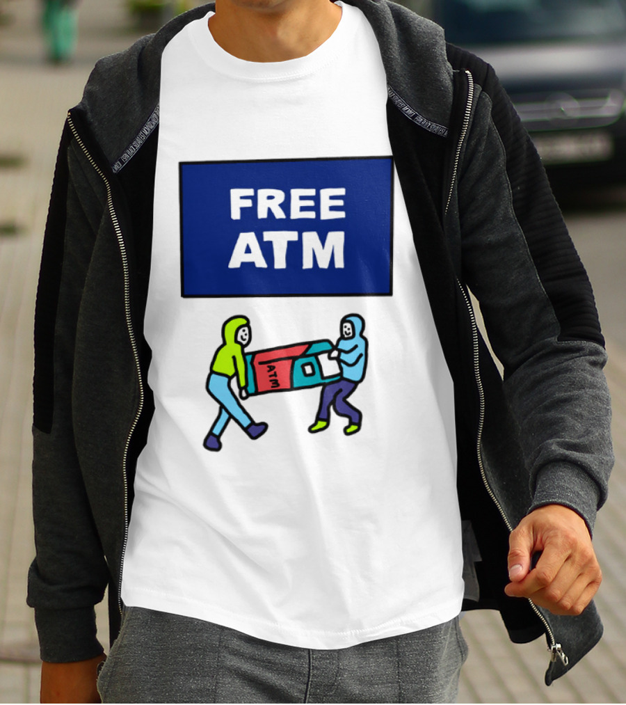 Free ATM Funny Cartoon Drawing T-Shirt