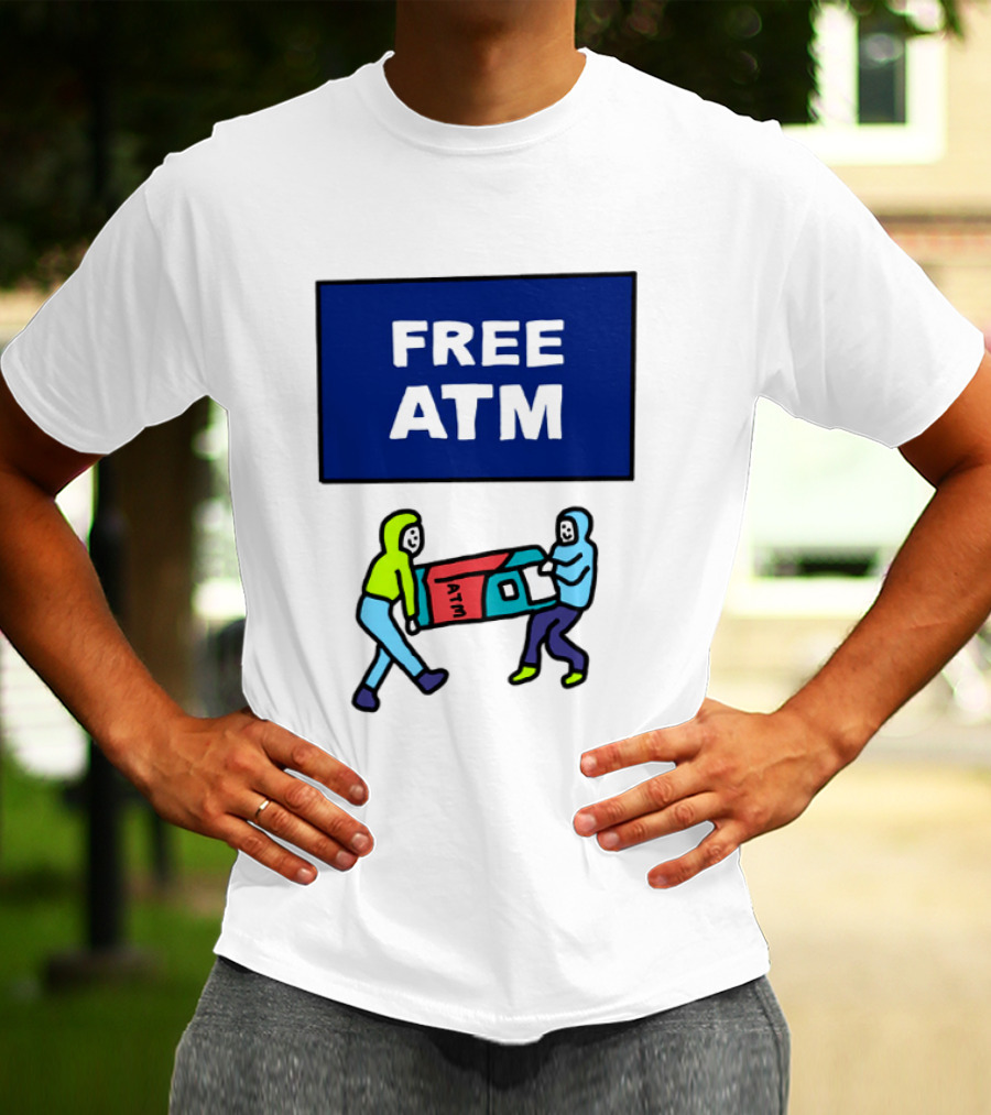 Free ATM Funny Cartoon Drawing T-Shirt