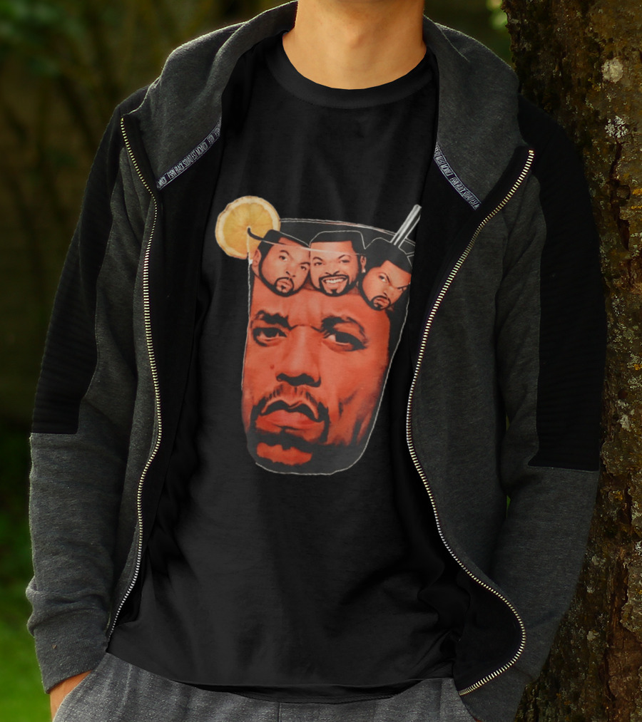 Ice And Ice Cube Faces In Glass With Lemon And Straw T-Shirt