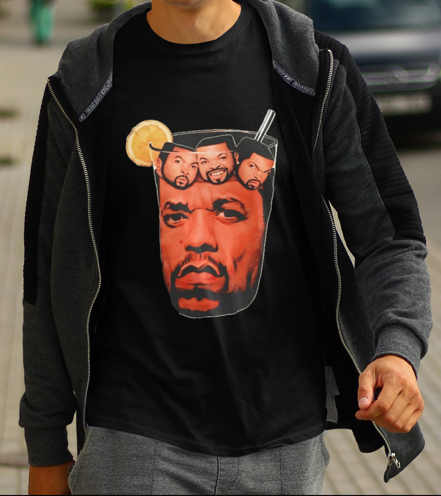 Ice And Ice Cube Faces In Glass With Lemon And Straw T-Shirt
