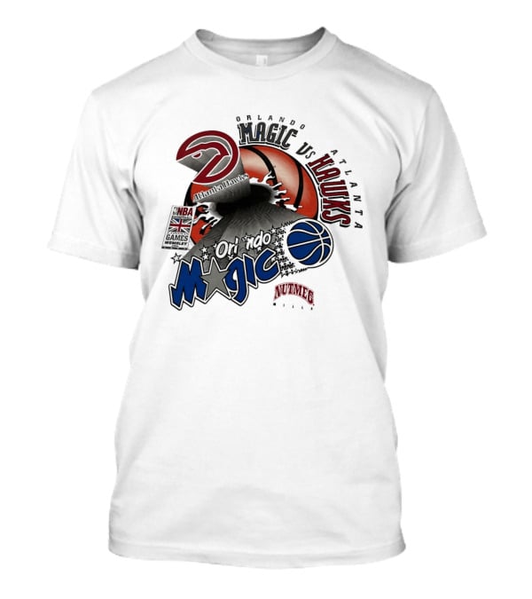 Orlando Magic Vs Atlanta Hawks NBA London 1993 Basketball Event T-Shirt