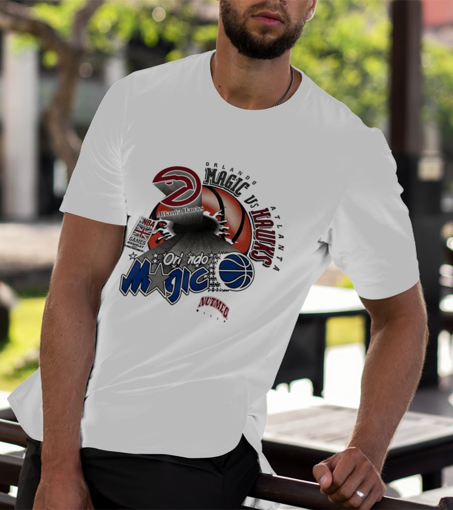 Orlando Magic Vs Atlanta Hawks NBA London 1993 Basketball Event T-Shirt
