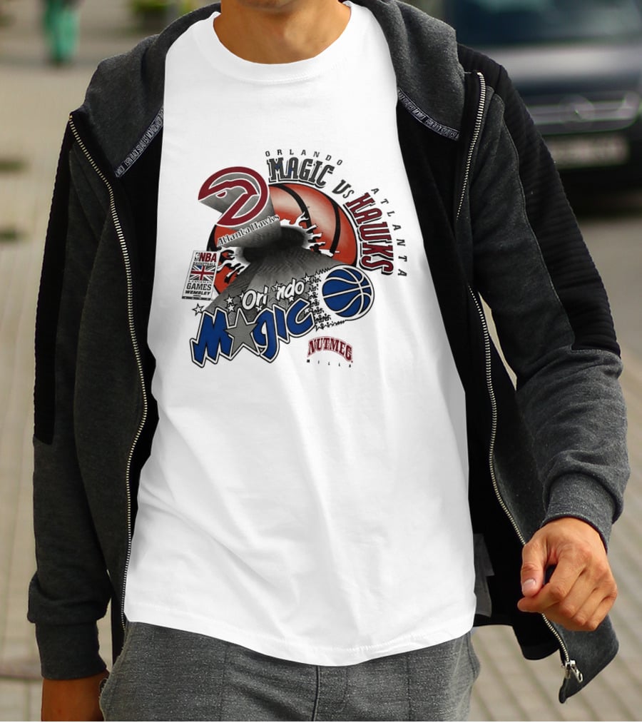 Orlando Magic Vs Atlanta Hawks NBA London 1993 Basketball Event T-Shirt