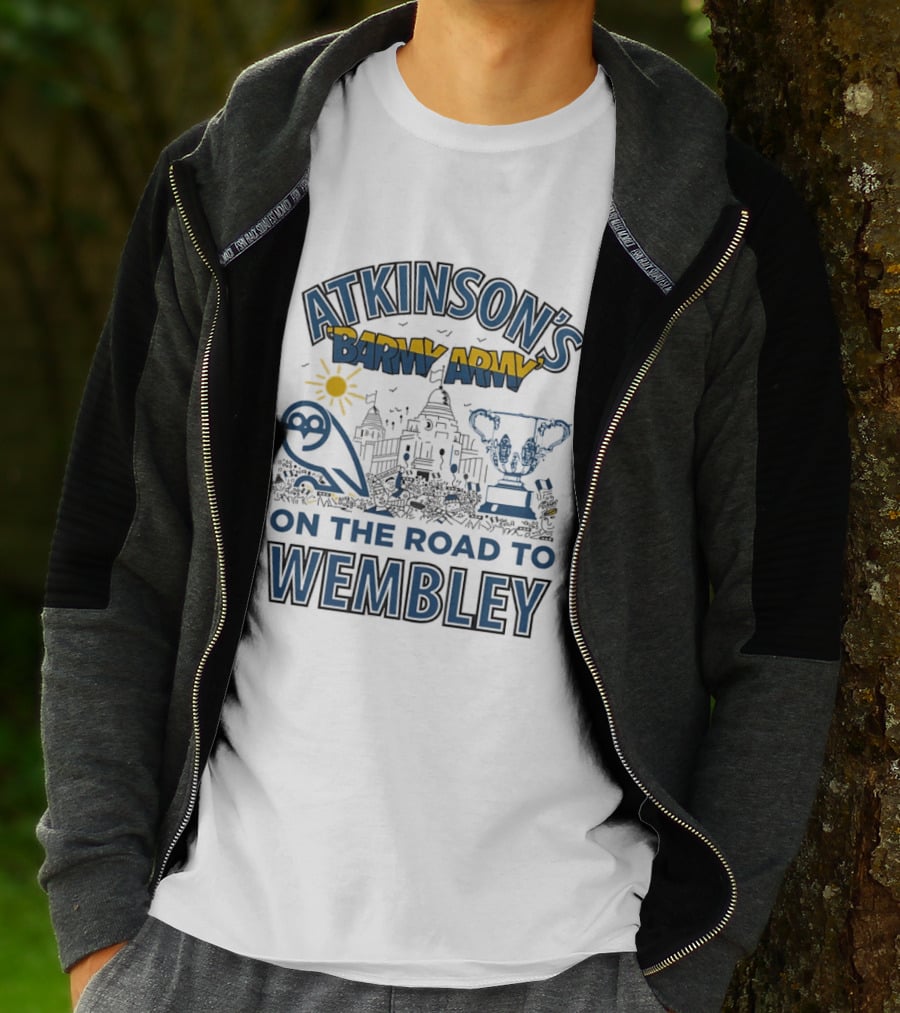 Atkinson's Barmy Army On The Road To Wembley Owl And Trophy Scene T-Shirt