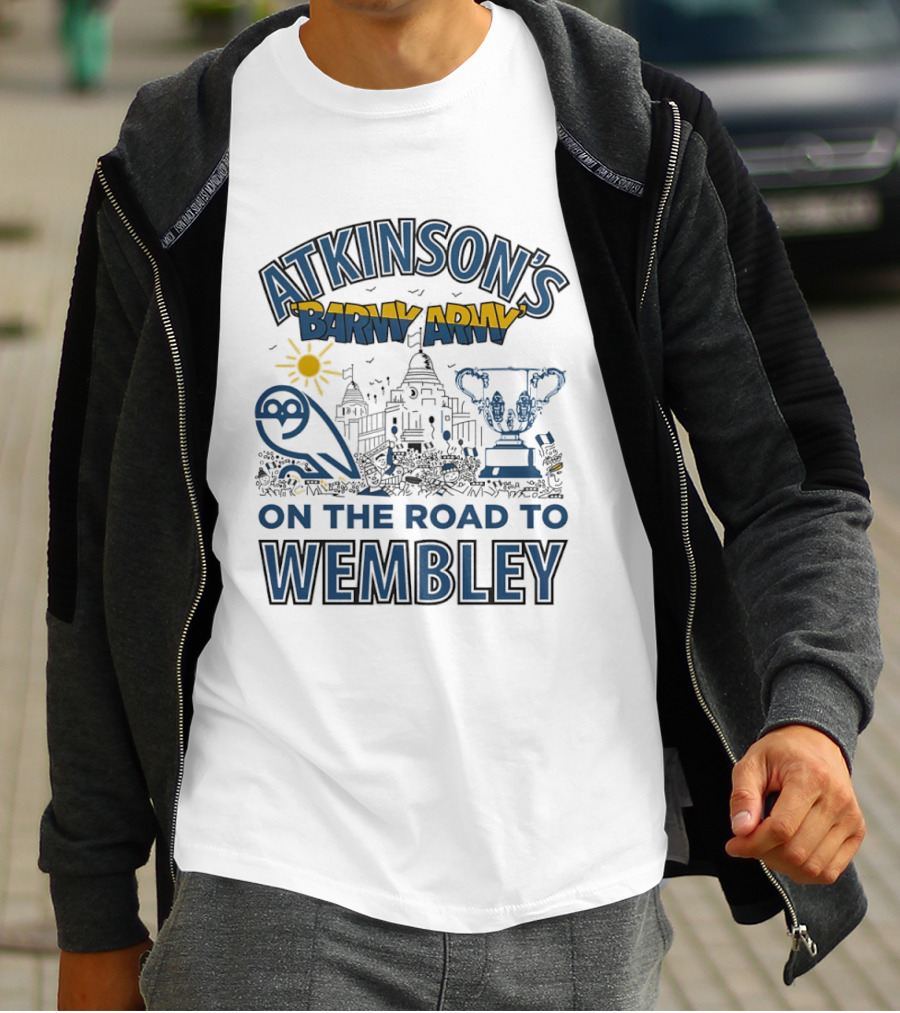 Atkinson's Barmy Army On The Road To Wembley Owl And Trophy Scene T-Shirt