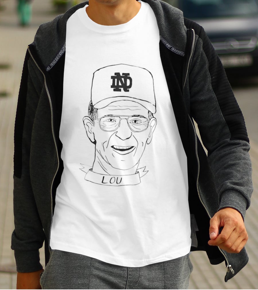 Lou Holtz Notre Dame ND Cap Drawing T-Shirt