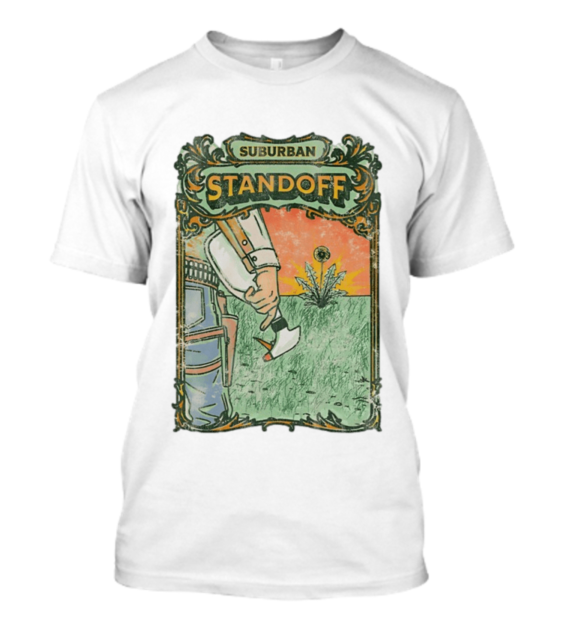 Suburban Standoff Wild West Duel Scene T-Shirt