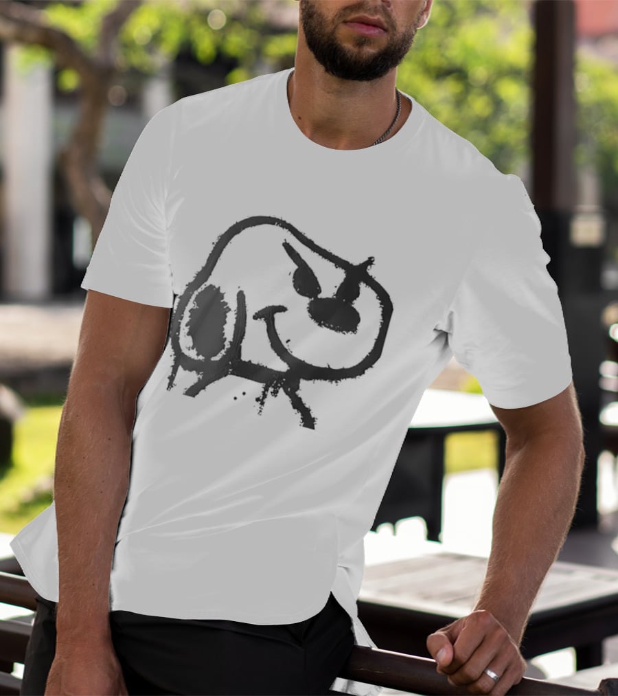 Snoopy Minimalist Outline Feeding Sketch T-Shirt