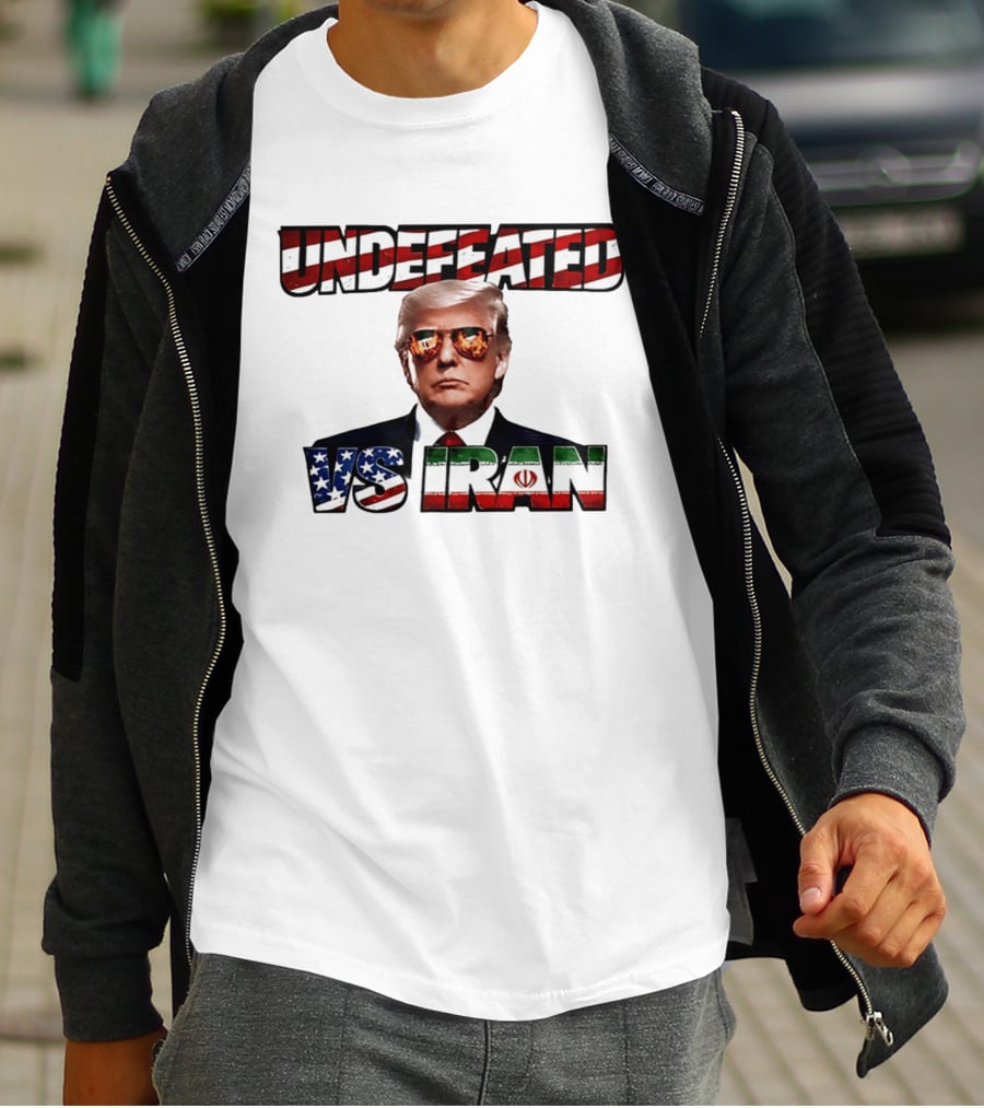 UNDEFEATED Donald Trump Sunglasses Vs Iran Flag Iconic Matchup T-Shirt