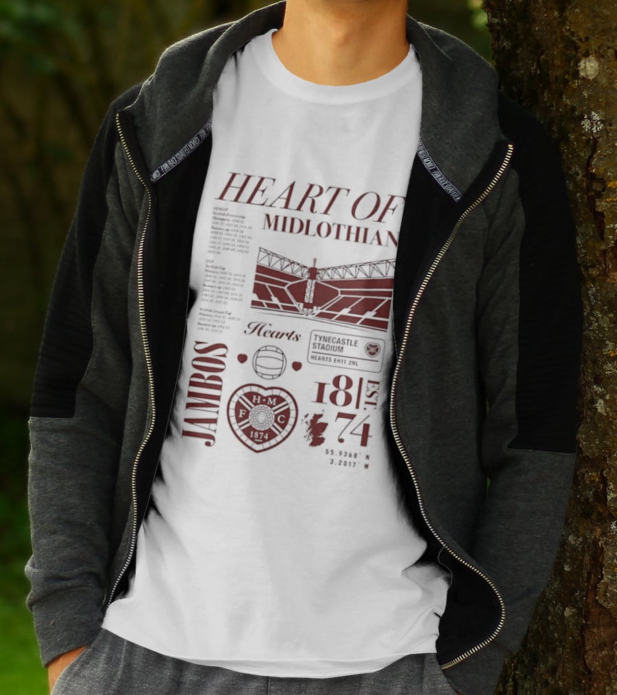 Heart Of Midlothian Jambos Est 1874 Scottish Football Club T-Shirt