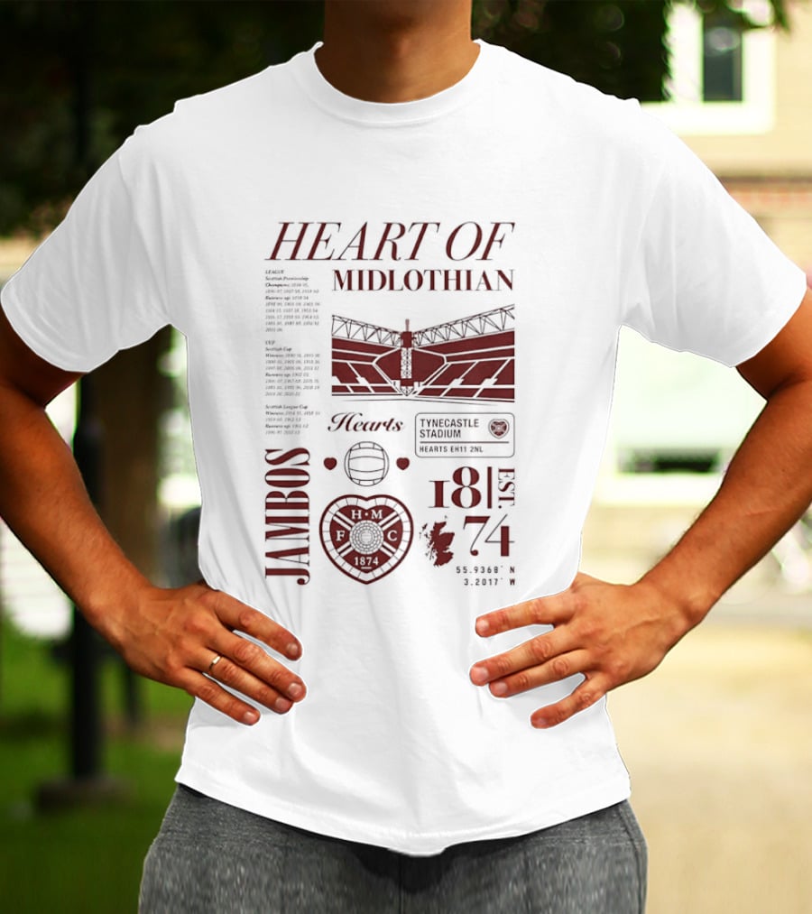 Heart Of Midlothian Jambos Est 1874 Scottish Football Club T-Shirt