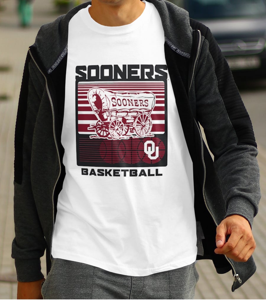 Sooners Basketball 1800s Wagon OU Staredown T-Shirt