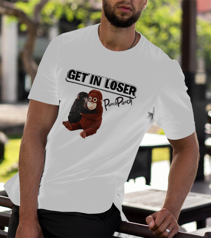 Punch Monkey Get In Loser Funny PopPiPi T-Shirt