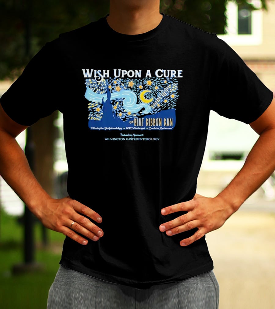 Wish Upon A Cure Blue Ribbon Run Wilmington Gastroenterology Event T-Shirt
