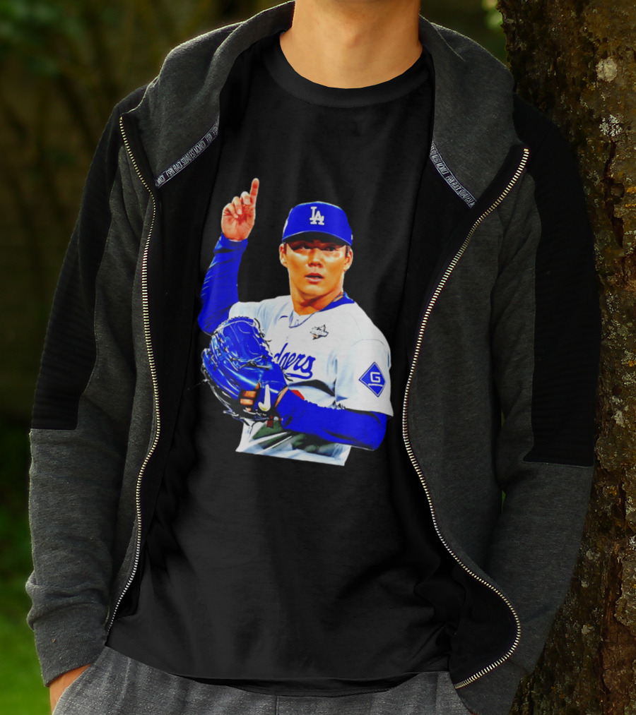 Yoshinobu Yamamoto '26 Los Angeles Dodgers Player Blue Glove T-Shirt