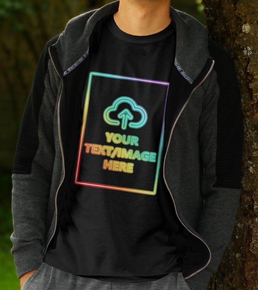 Your Text Image Here Neon Light Cloud Upload T-Shirt