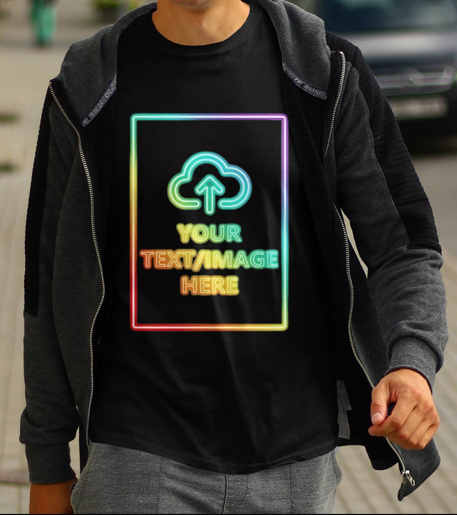Your Text Image Here Neon Light Cloud Upload T-Shirt