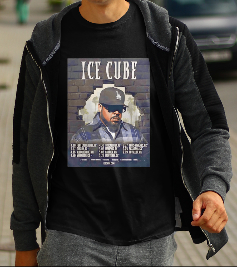 Ice Cube 4 Decades Of Attitude Tour 2026 North America Tour Dates And Locations T-Shirt