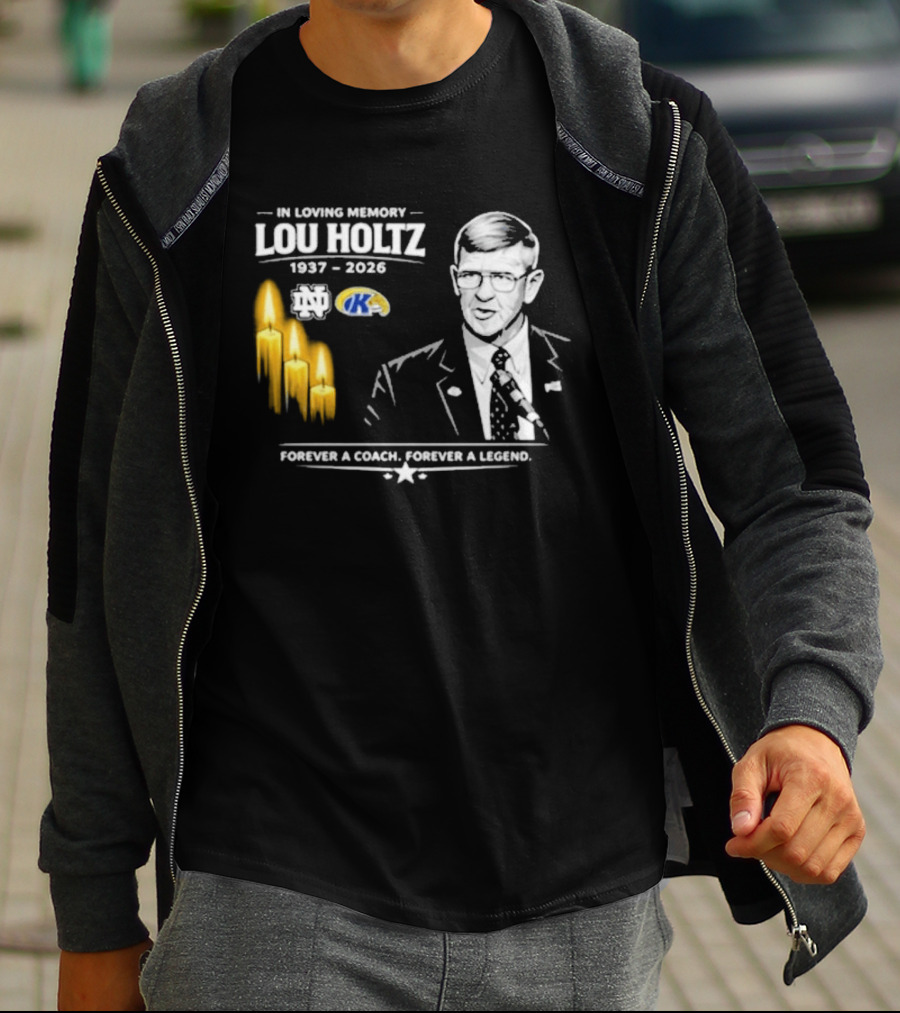 In Loving Memory Lou Holtz 1937 2026 Forever A Coach Forever A Legend Candles Kent State T-Shirt