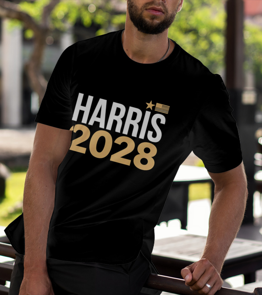 Harris 2028 USA Flag Star T-Shirt