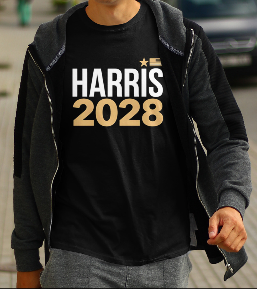 Harris 2028 USA Flag Star T-Shirt