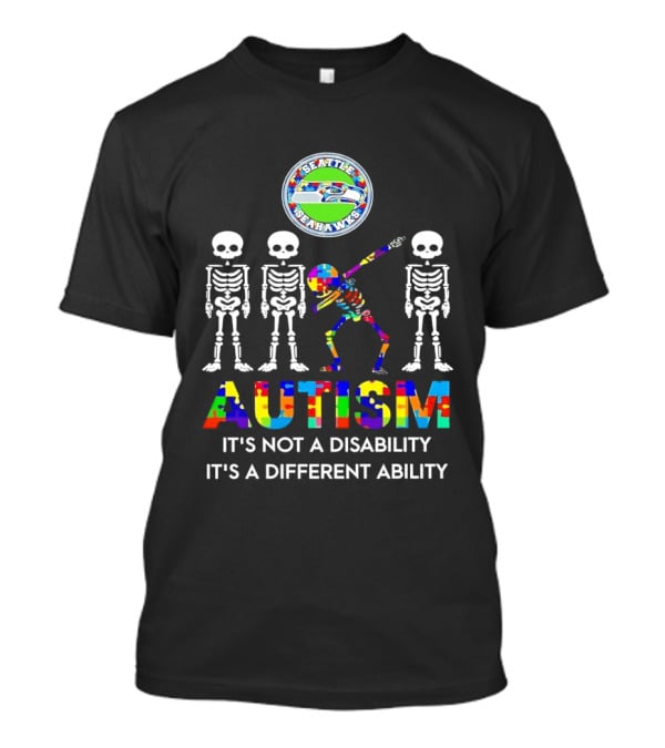 Seattle Seahawks Autism It's Not A Disability It's A Different Ability T-Shirt