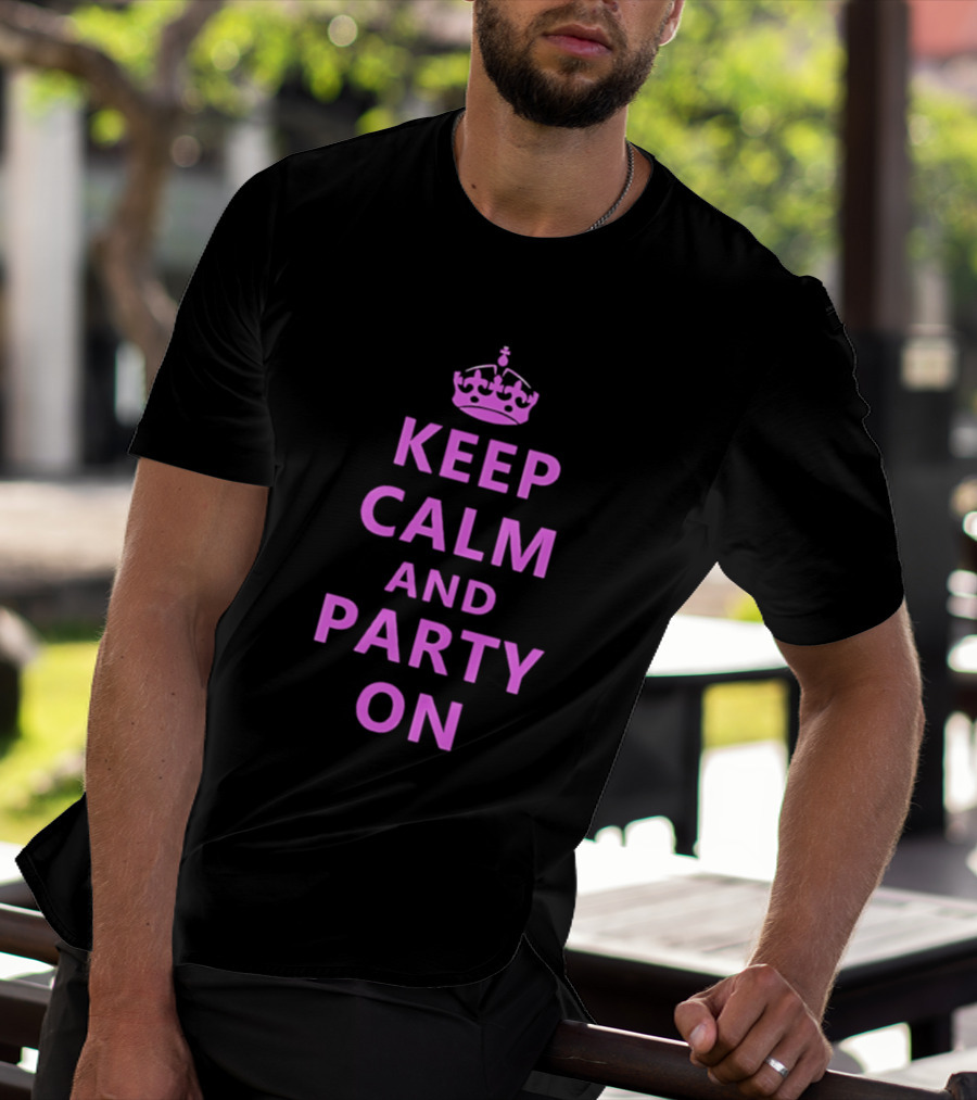 Keep Calm And Party On Pink Crown T-Shirt