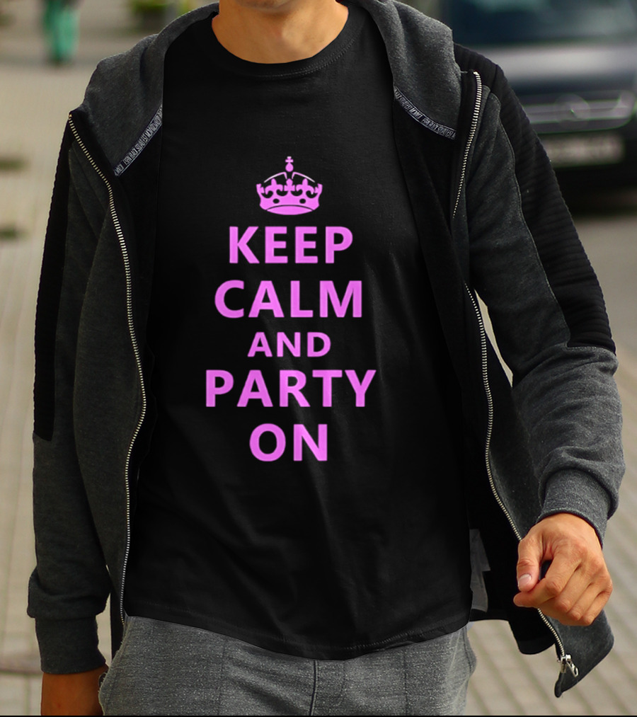 Keep Calm And Party On Pink Crown T-Shirt