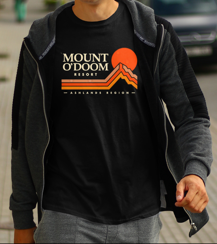 Mount O'Doom Resort Ashlands Region Sunset Retro Mountain T-Shirt