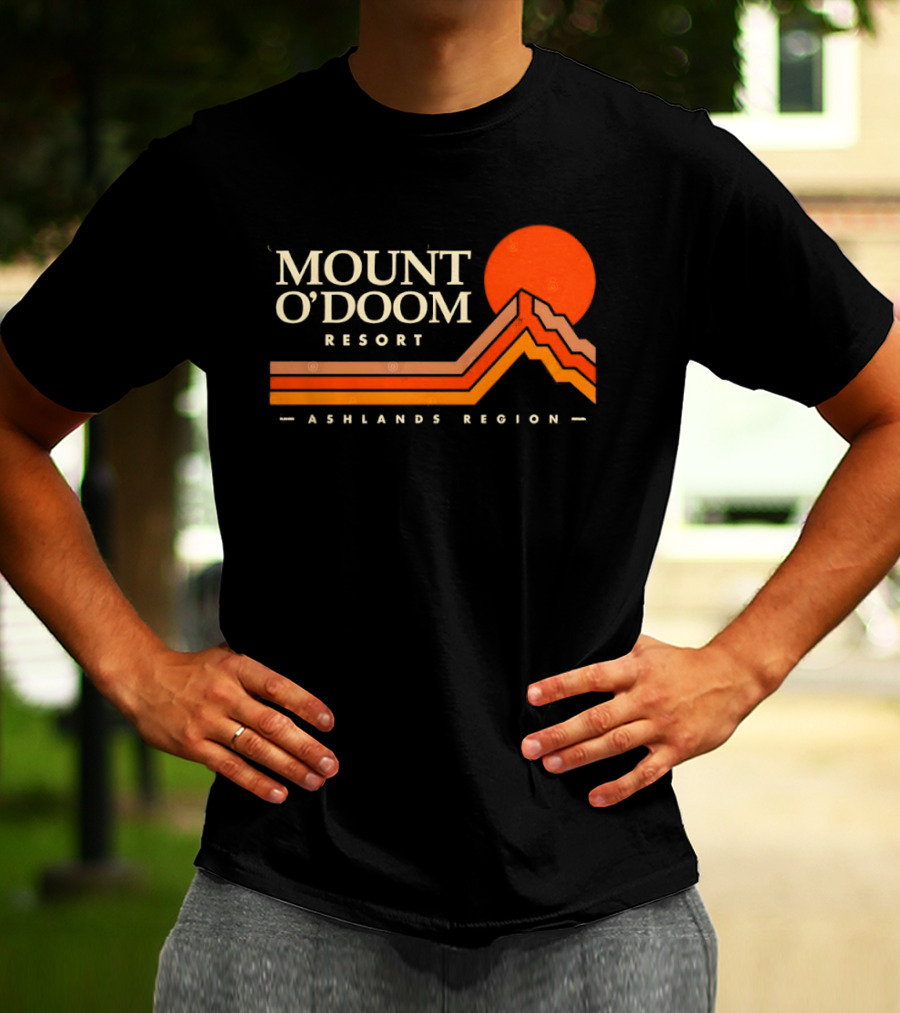 Mount O'Doom Resort Ashlands Region Sunset Retro Mountain T-Shirt