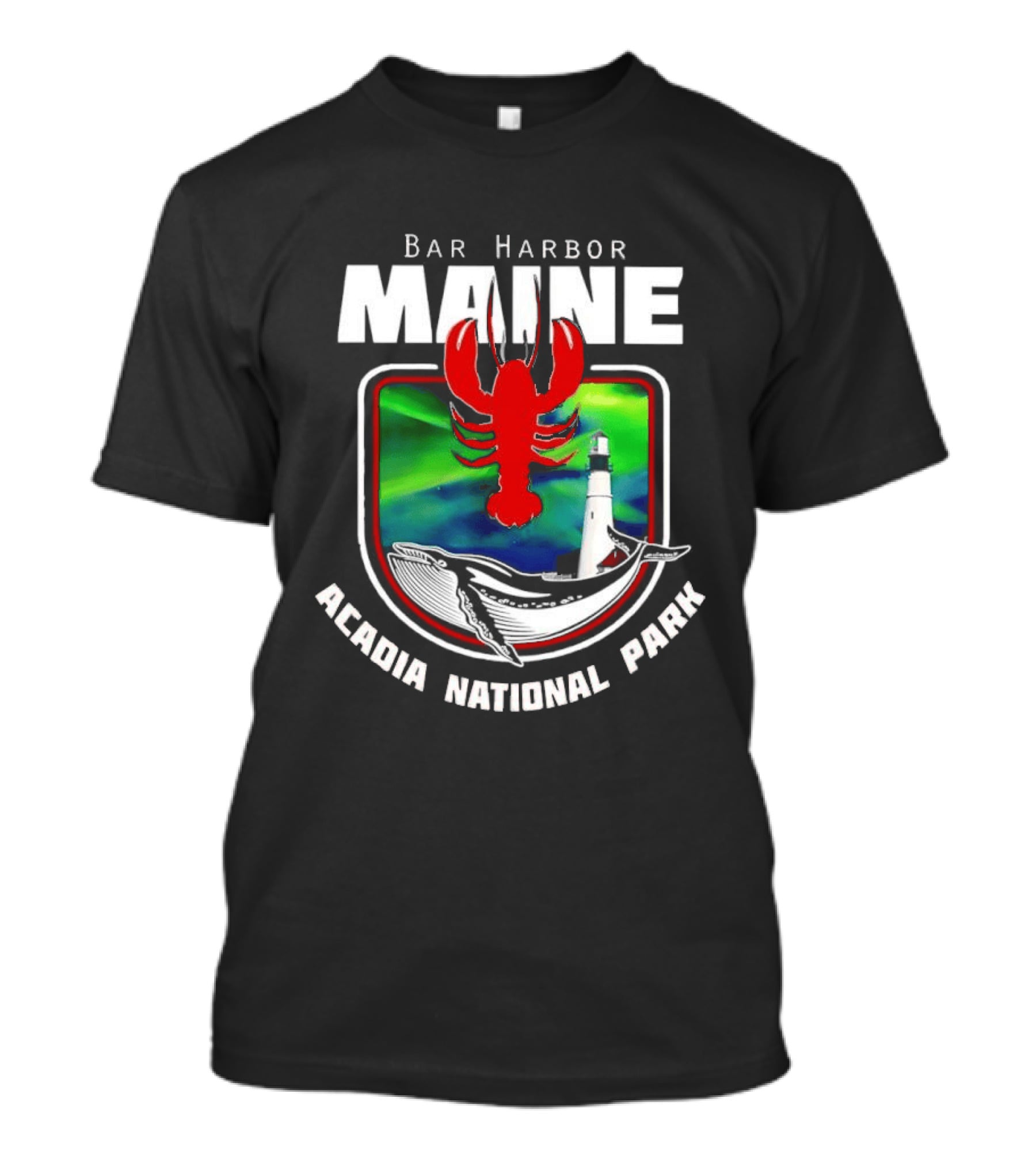 Bar Harbor Maine Acadia National Park Lobster Whale Lighthouse T-Shirt