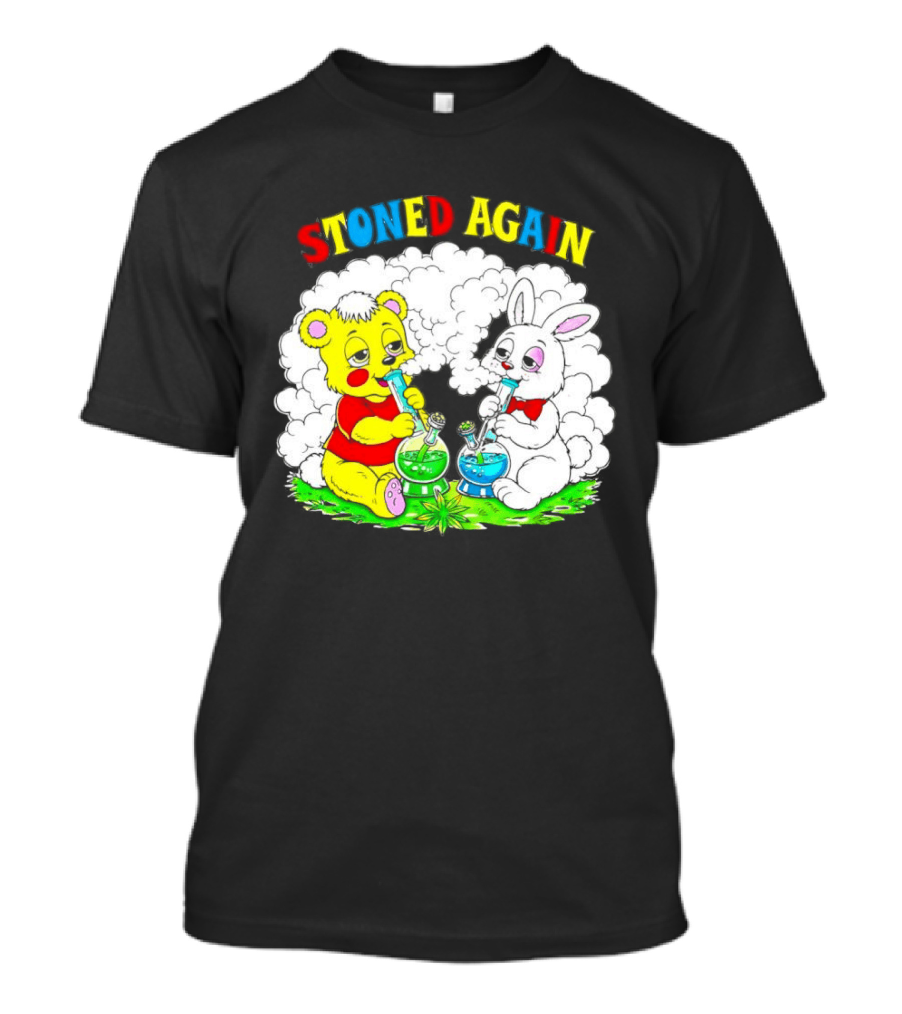 Bear And Bunny Stoned Again Smoking All Day Everyday T-Shirt