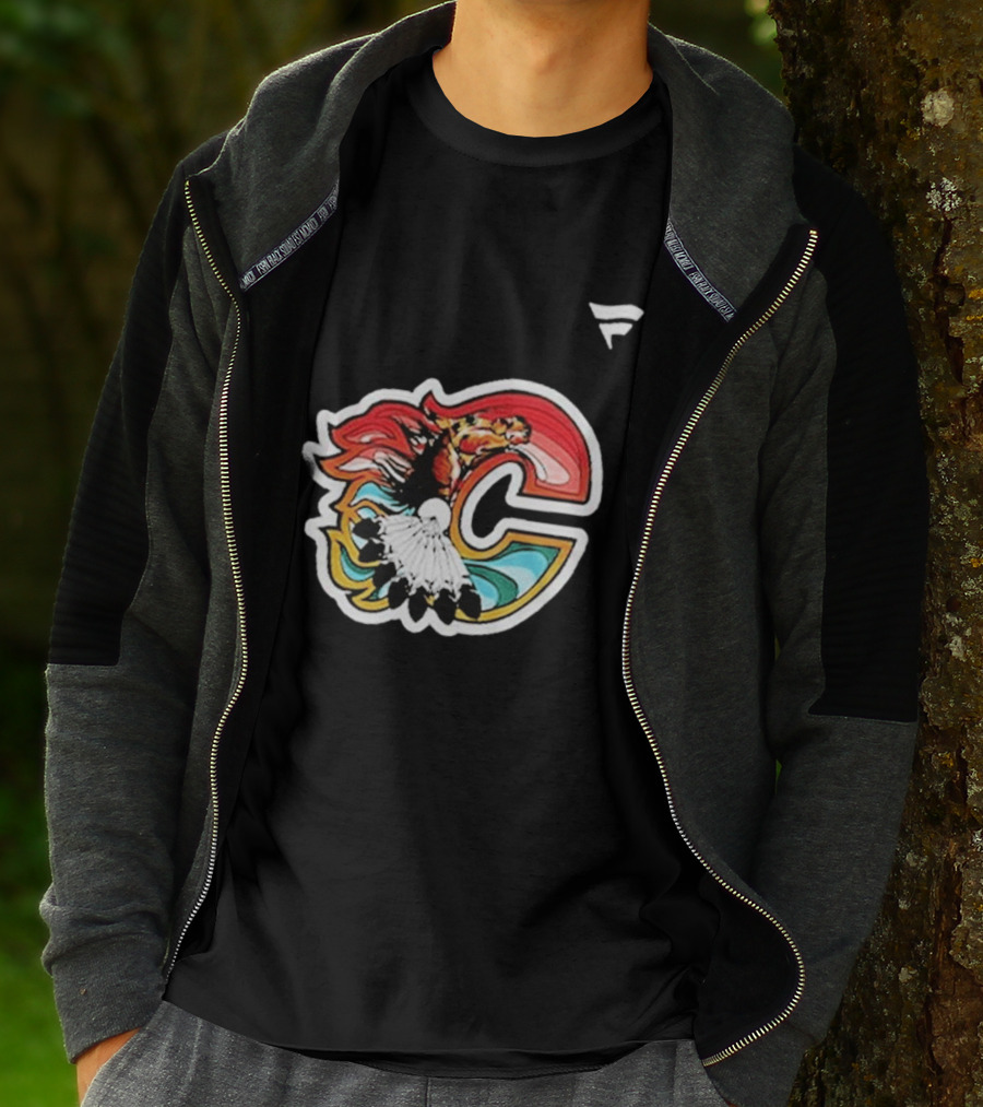 Calgary Flames Hockey Native Tribute C Logo Celebration T-Shirt